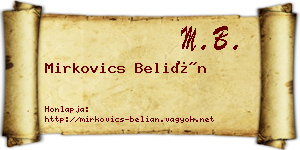 Mirkovics Belián névjegykártya